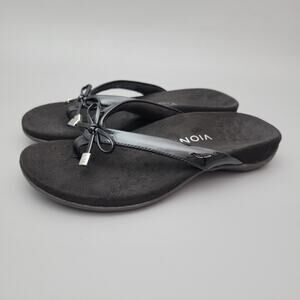 Vionic Bella II Black Thong Bow Slide Flip Flop Sandals Comfort Womens Size 6